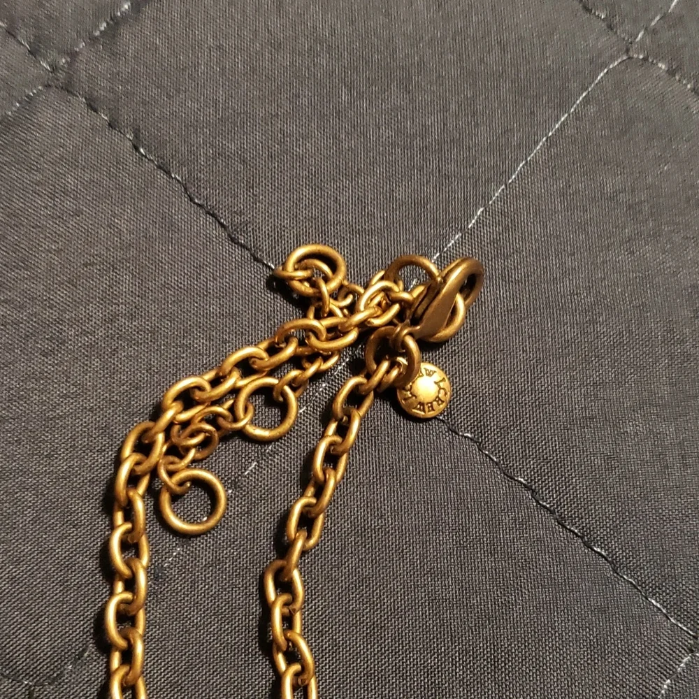 J. Crew Gold Necklace with Lime Green Accents